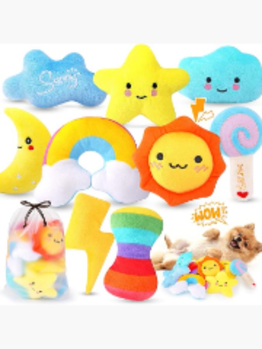 Whimsical Squeaky Dog Toys for Small Dogs & Puppies – Plush Pack with Storage